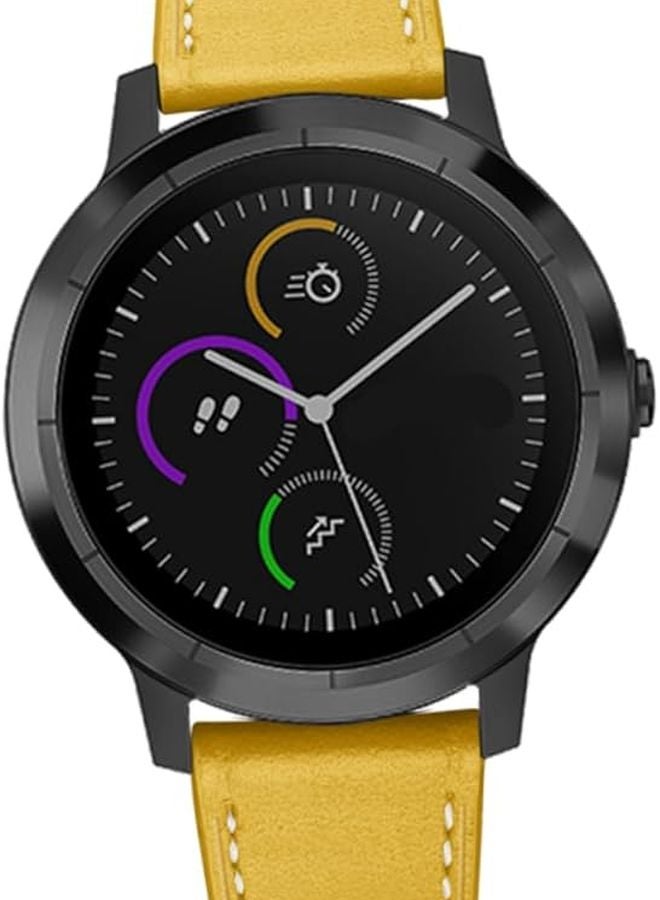 سوار ساعة من الجلد الأصفر متوافق مع Garmin Vivoactive 3 المقاس 1 - Image 1